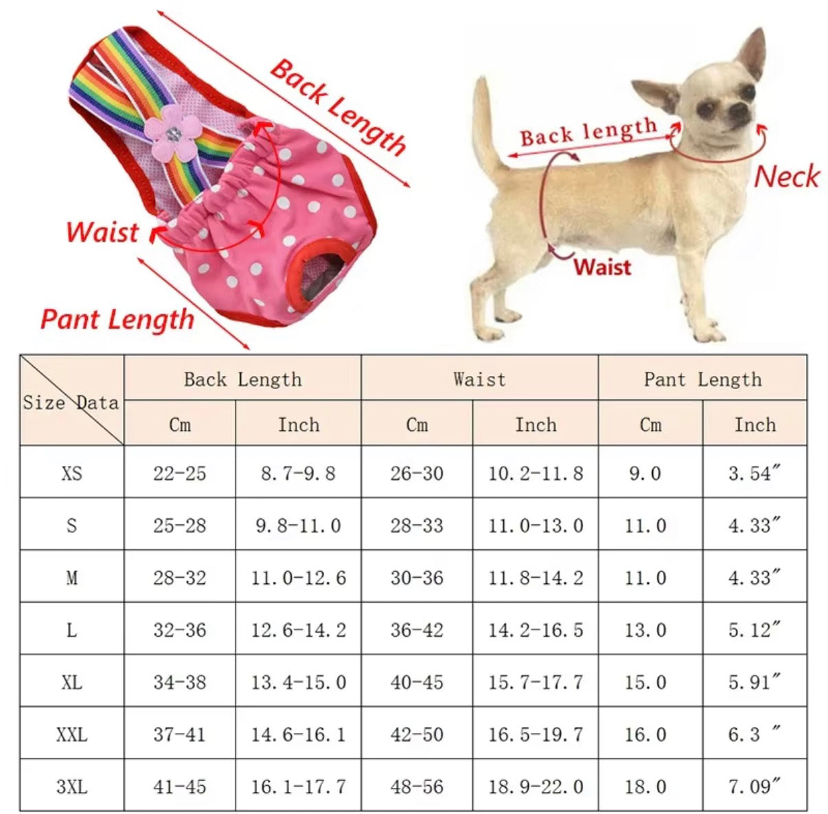 Washable Reusable Pet Diapers for Female Dogs and Cats