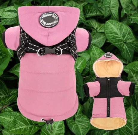 Luxury Dog Coat with attached Harness