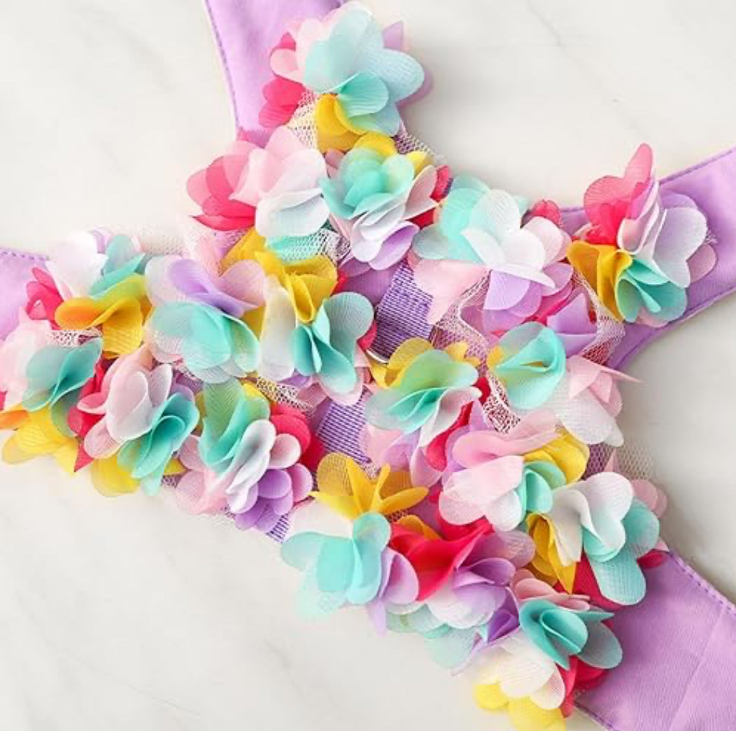 3D Flower Pet Harness and Lead Set - Eye-Catching Design