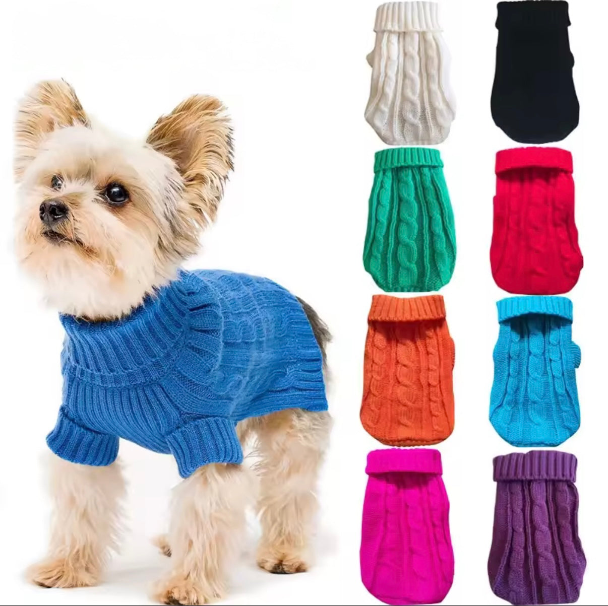 Pet Sweater for small to medium Dogs & Cats , Comfortable Pullover Style - Back leg Loops for snug fit.