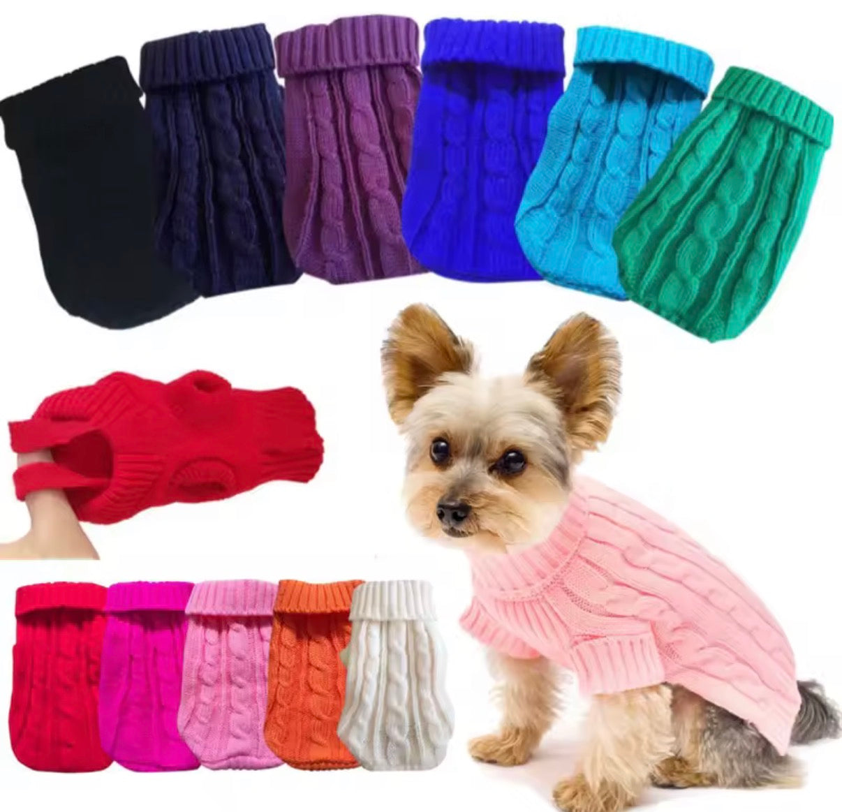 Pet Sweater for small to medium Dogs & Cats , Comfortable Pullover Style - Back leg Loops for snug fit.