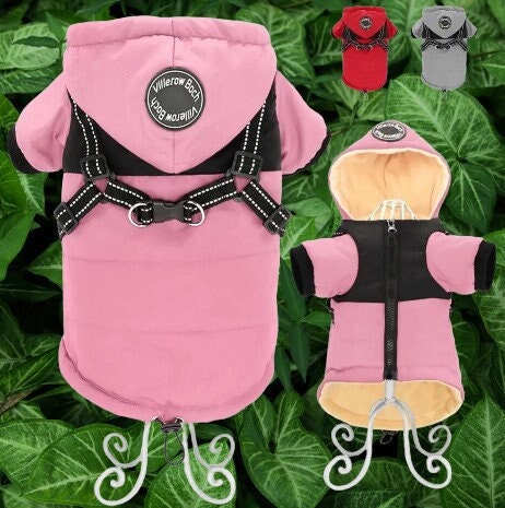 Luxury Dog Coat with attached Harness