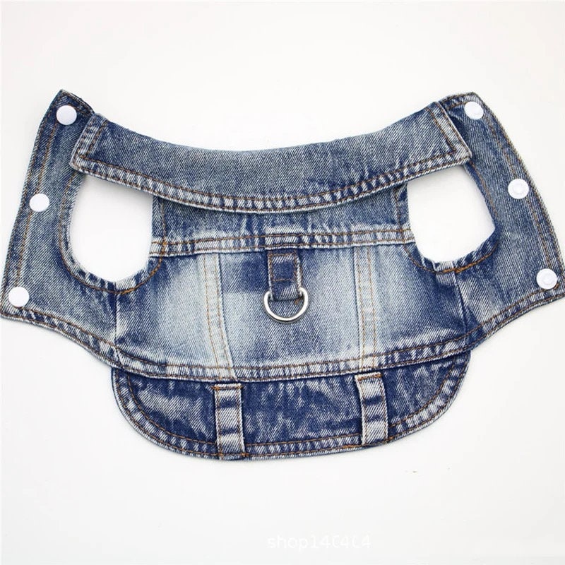 Dog Jacket, Denim Waistcoat with d-ring | Brubonchi Pet Clothing